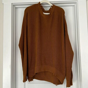 Cognac distressed sweater - Chelsea DeBoer by Lily & Lottie - XL.